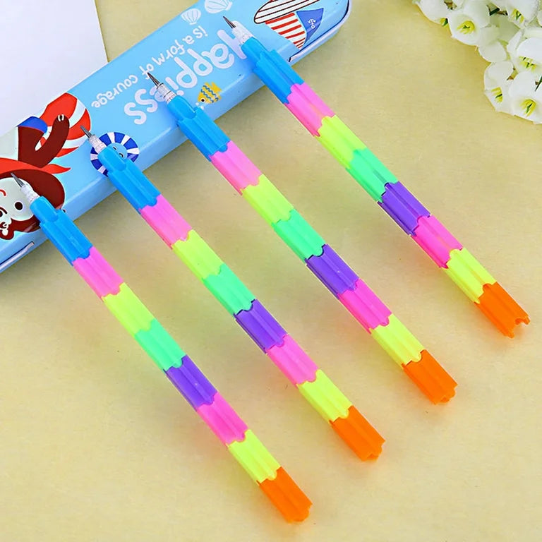 Rocket Shape Design Non-Sharpening Stacking Pencil for Kids, Birthday Party Return Gifts Multicolour Pencils pack of 4