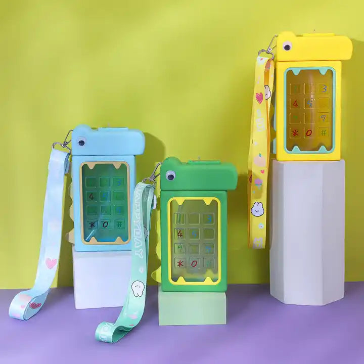 New school children kids plastic water bottle with straw dinosaur water bottle