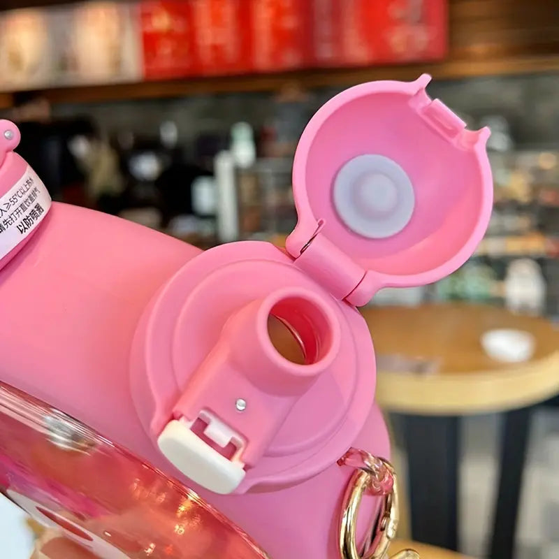 Cute Cartoon Bear Water Bottle with Straw
