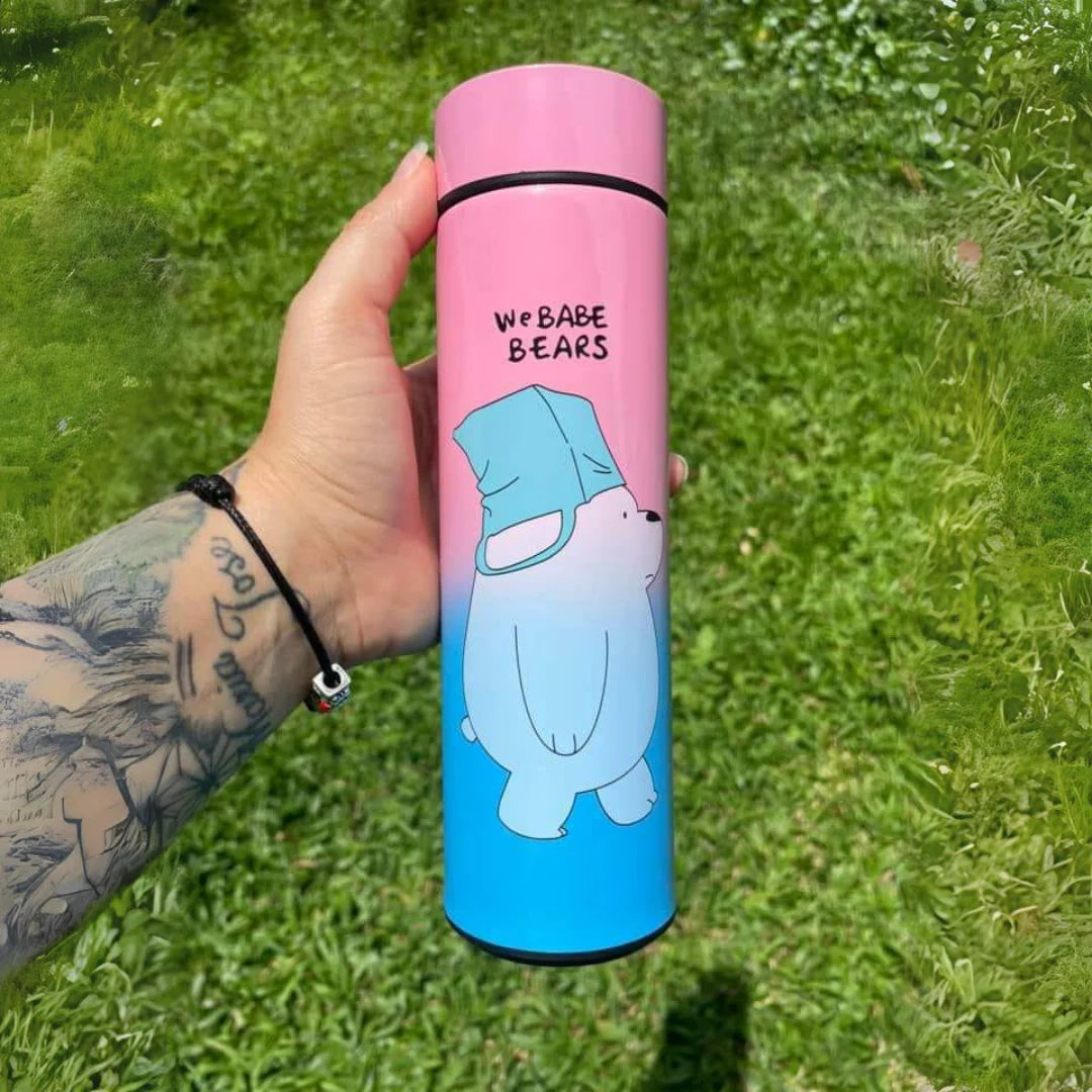 We Bare Bear LED Temperature Display Bottle