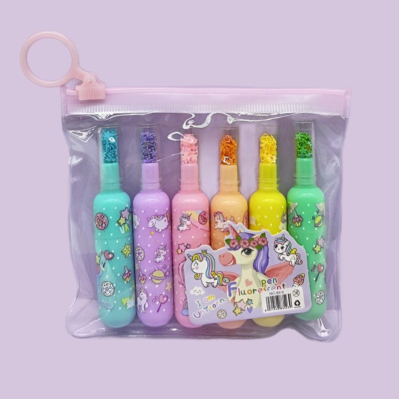 Unicorn Highlighter Bottle Shape 6Pc