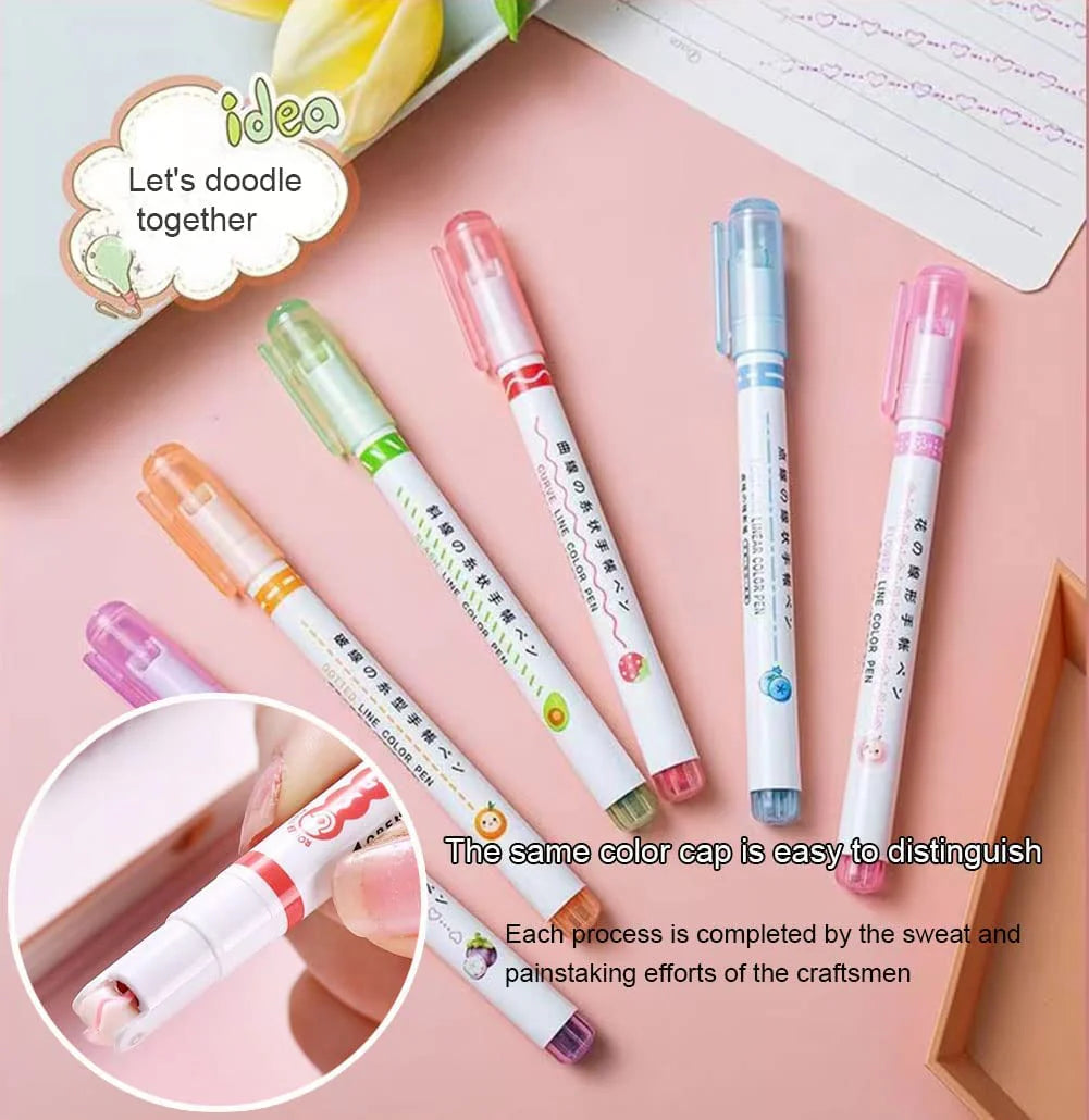 Linear Roller Color Pens with 6 Different Curve Shapes