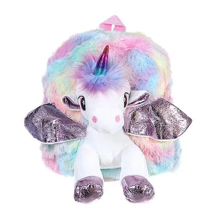 Soft Unicorn Cute Fancy Bag for Kids, Small Size Picnic Bag for Baby,Boys,Girls/Lightweight Travel Mini Backpack for Kids - Multi Color