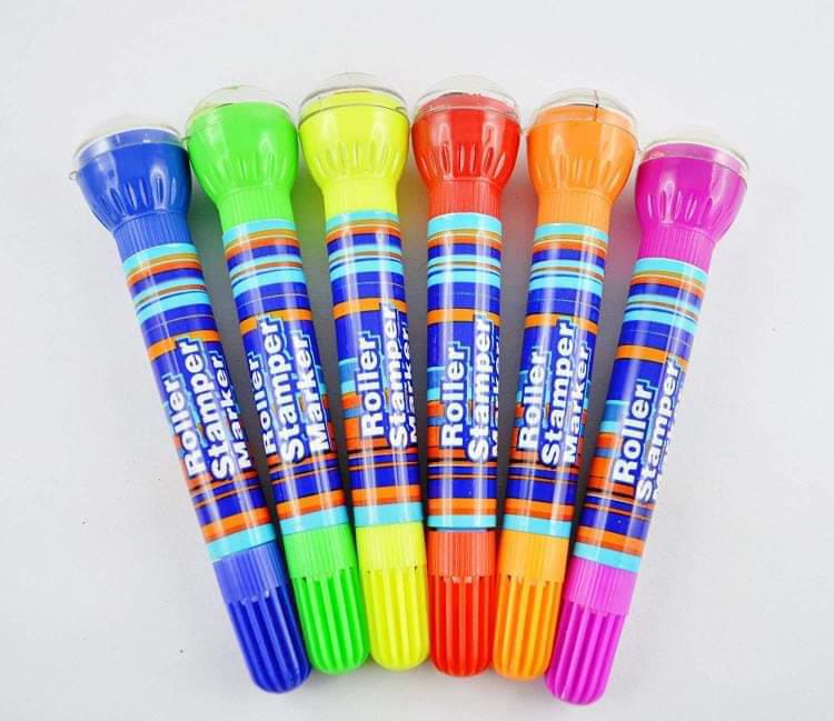 Roller Stamper Marker (6 colour markers pack )
