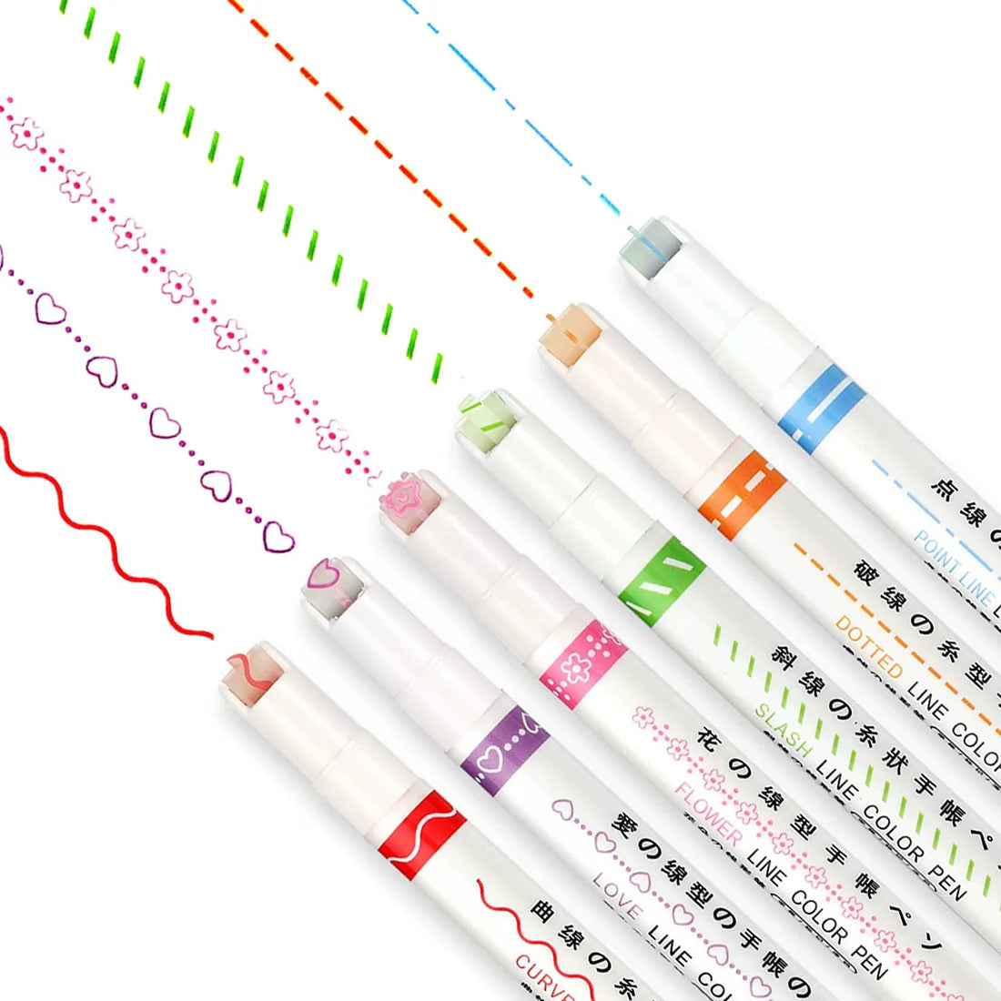 Linear Roller Color Pens with 6 Different Curve Shapes