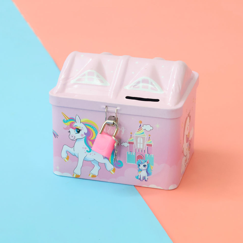 Space & Unicorn Metal Piggy Bank