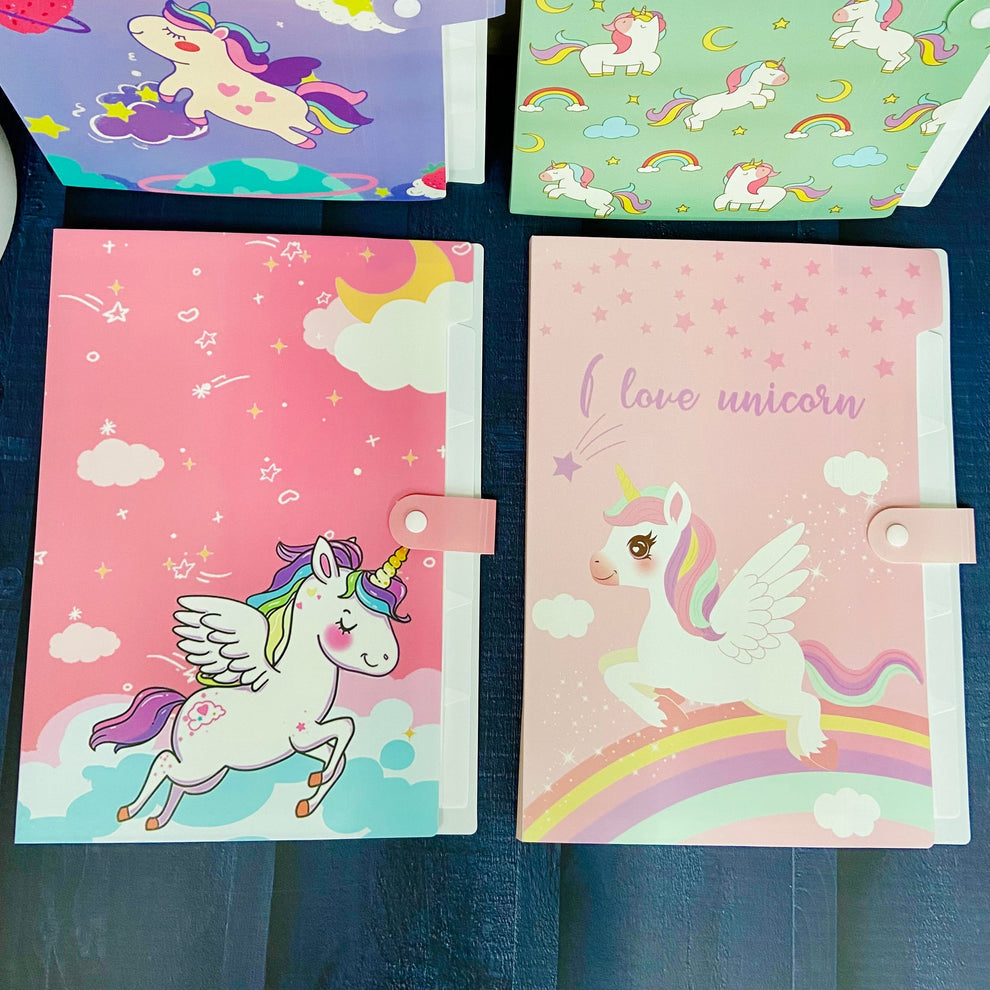 Unicorn File Folder with Button Lock