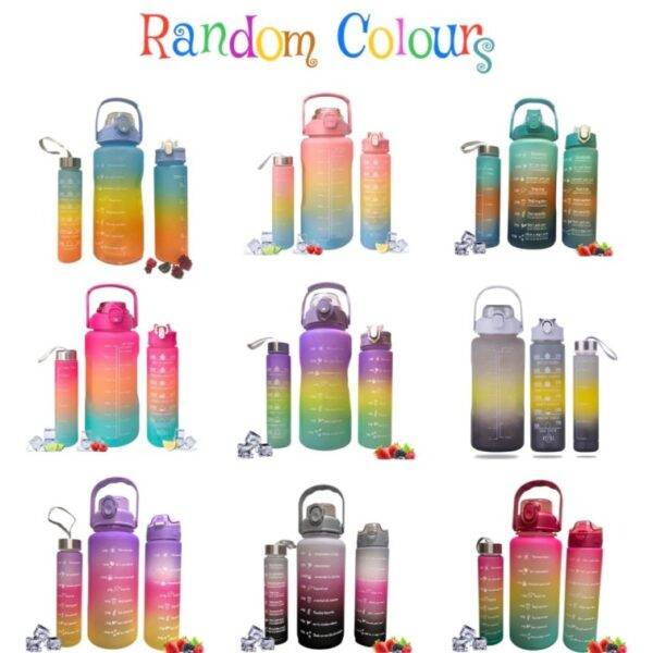 Set of 3 Water Bottle with Motivational - Random colours