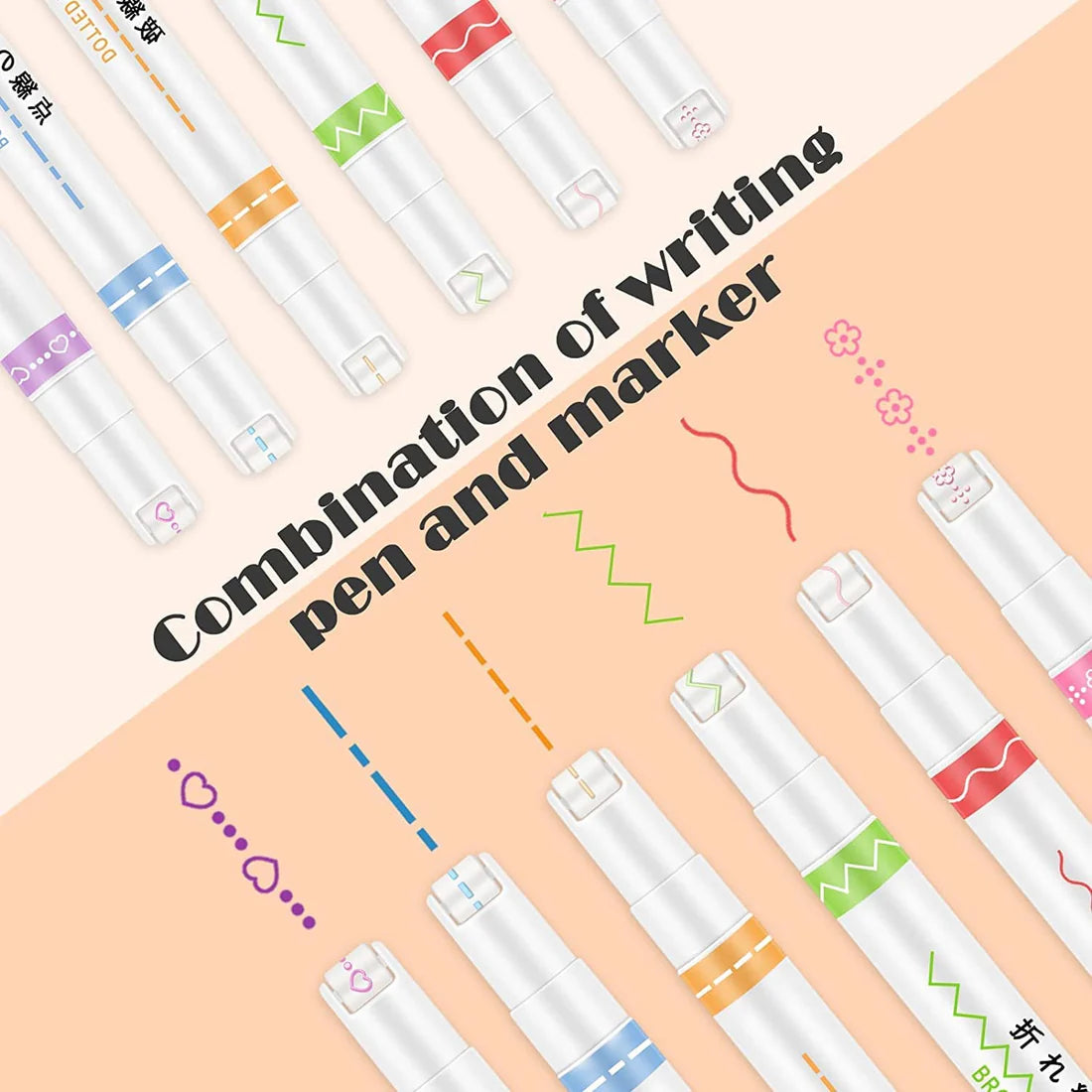 Linear Roller Color Pens with 6 Different Curve Shapes
