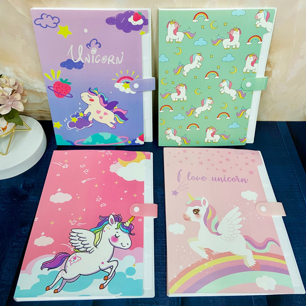 Unicorn File Folder with Button Lock