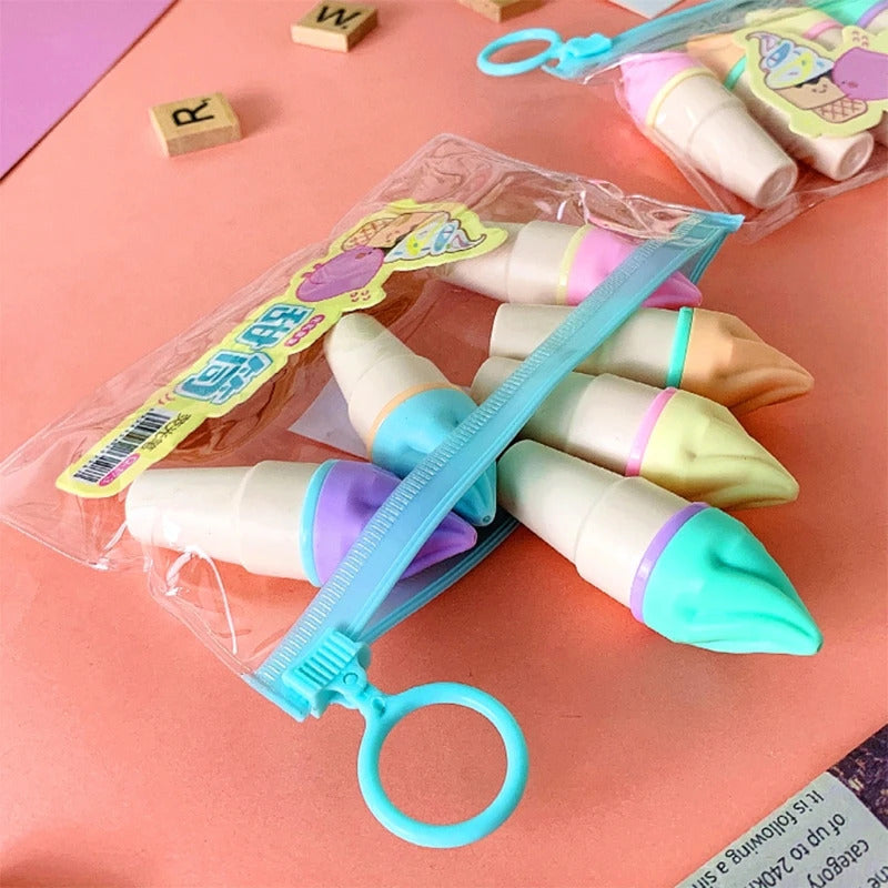 Ice Cream Shape Highlighter (Pack of 6 colors)