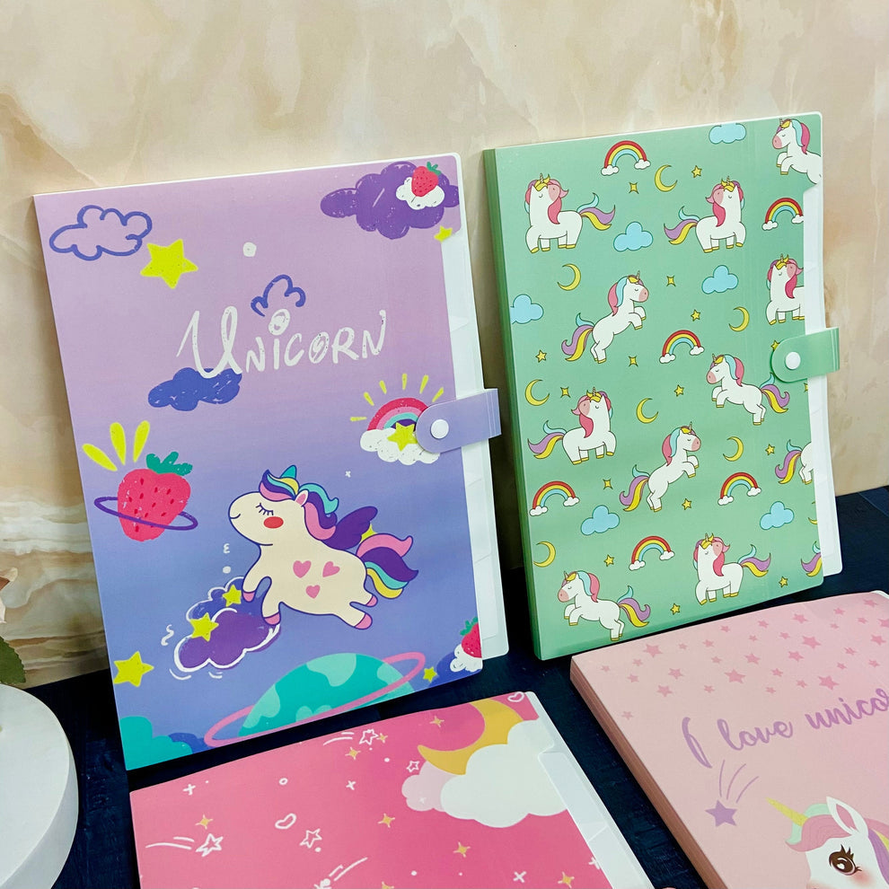 Unicorn File Folder with Button Lock