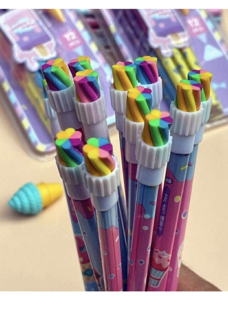 Sweet time wooden Pencil and Eraser combo 12pcs set