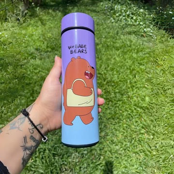 We Bare Bear LED Temperature Display Bottle
