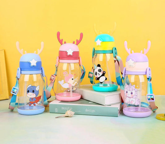 Quirky Horn Bottle | Cute Bottle with strap (1pcs)