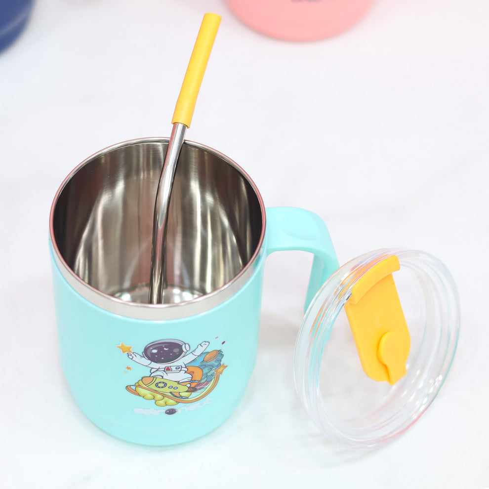 400 ml Steel Insulated Handle Mug With Straw