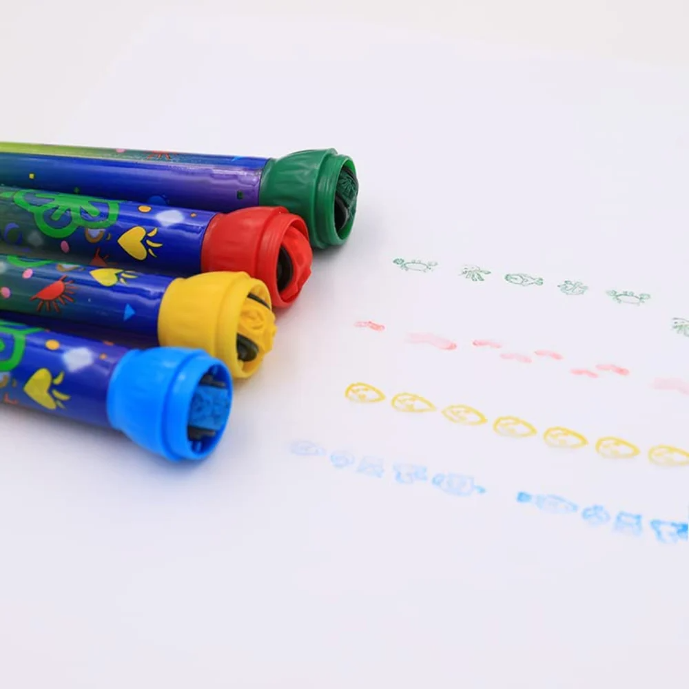 2-in-1 Roller Stamper Marker Pen Set of 10 | Stamp & Draw with Ease