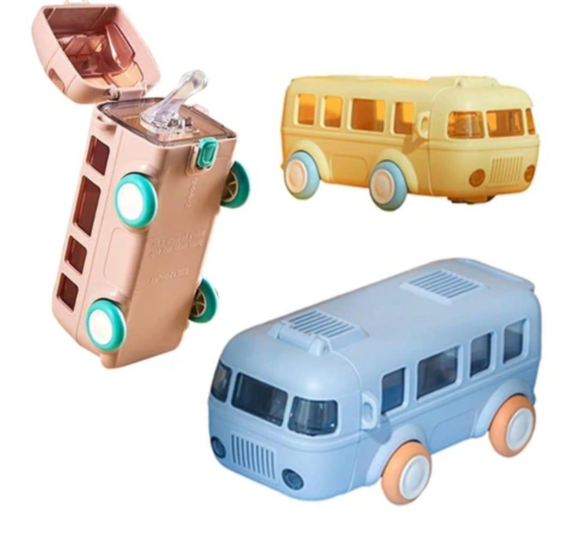 Portable Cute Bus Design Water Bottle with Straw and Strap