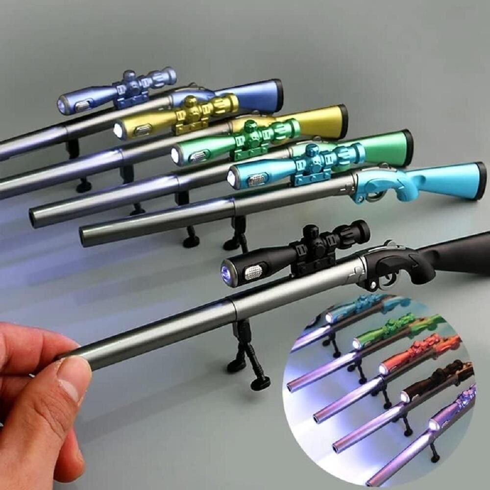 PASS & PLAY APCATIO Game Gun Pens Sniper Rifle Gel Pen Neutral Pen 0.5mm for Writing Gifts Kids Toys Pen Novelty Stationery Supplies With Torch Light