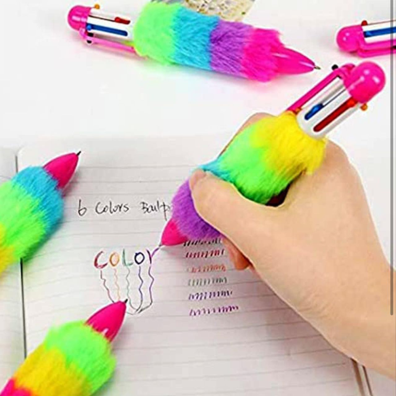 6 in 1 Unicorn Fur Ballpoint Color